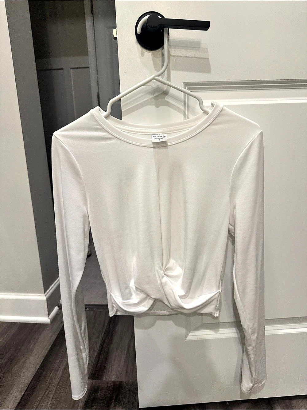 Athleta Fast Track with Ease Rib Reversible Top Women'Small Long Sleeve White